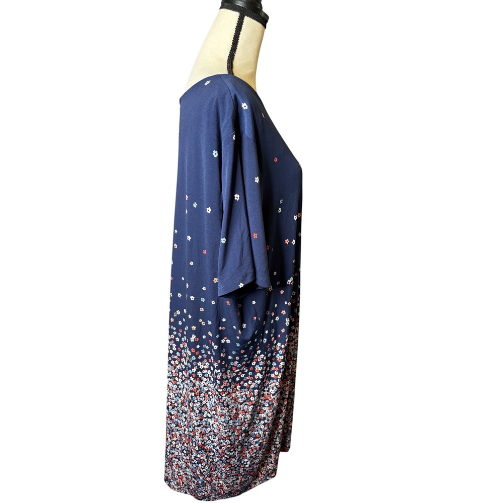 Michael Kors Navy Blue Floral Ditsy Print Shift Dress Womens 3X Plus Size - Picture 4 of 12